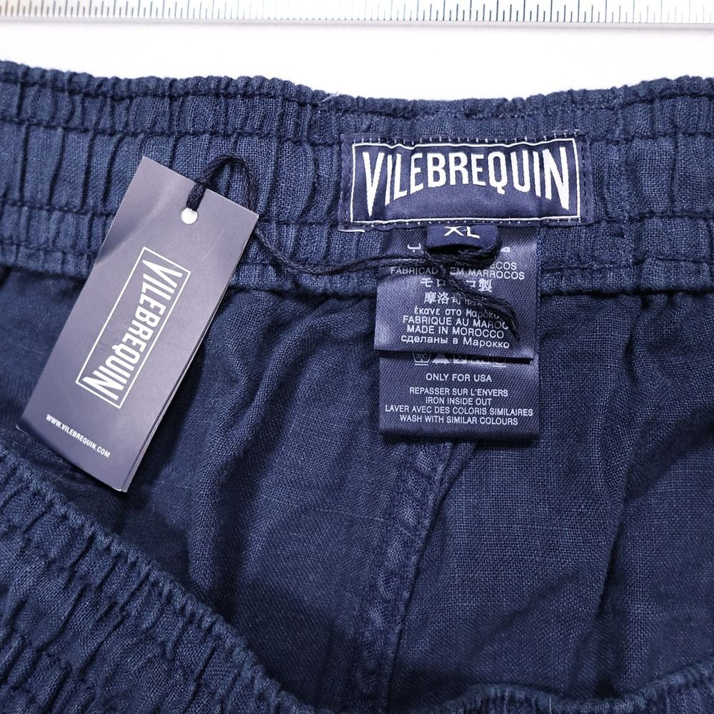 NWT VILEBREQUIN Men's XL Navy Blue Pacha Linen Relaxed Casual Drawstring Pants - Picture 3 of 10